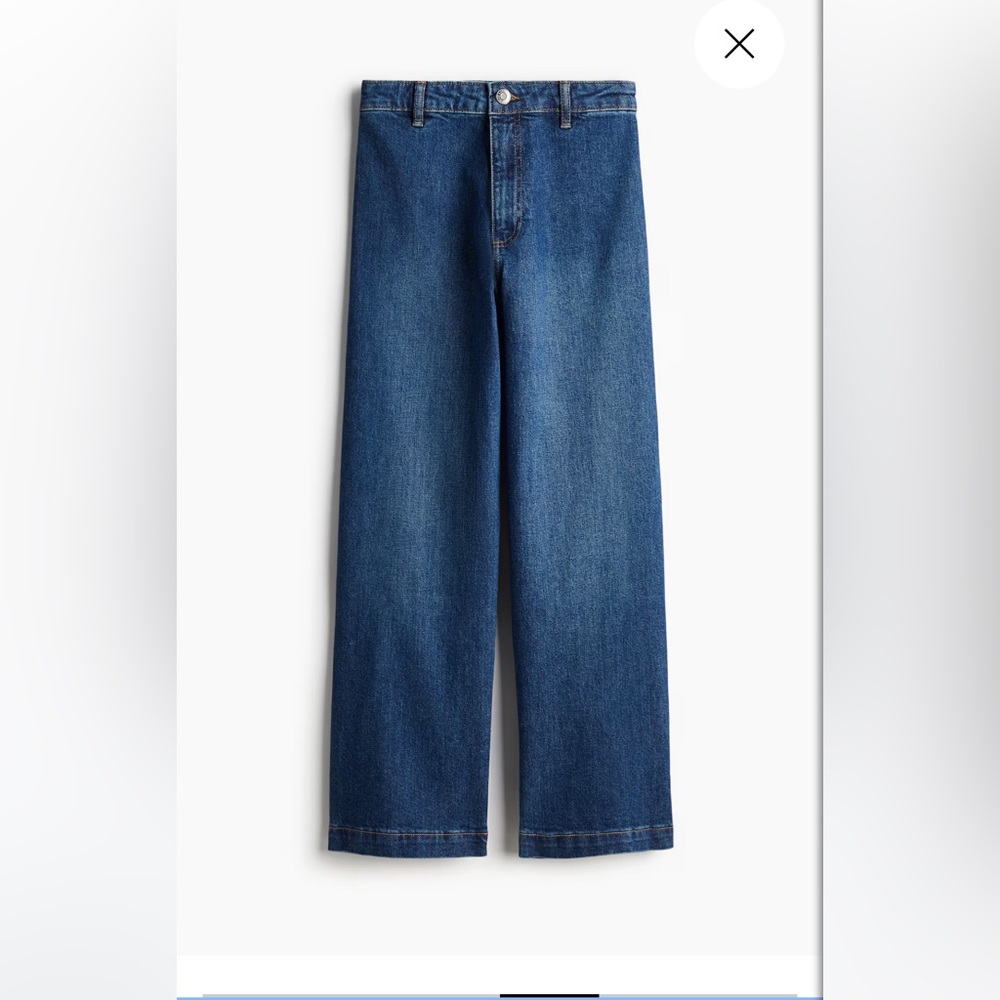 H&M Denim Wide Leg Cropped Twill Pants Jeans Size 8